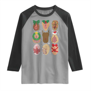 Funny Naughty Christmas Dirty Xmas Adult Humor Raglan Shirt TS11 Sport Gray Black Print Your Wear