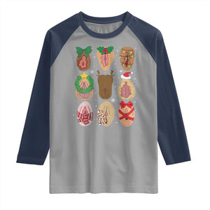 Funny Naughty Christmas Dirty Xmas Adult Humor Raglan Shirt TS11 Sport Gray Navy Print Your Wear