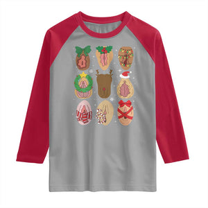 Funny Naughty Christmas Dirty Xmas Adult Humor Raglan Shirt TS11 Sport Gray Red Print Your Wear