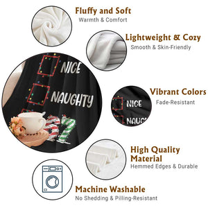 Funny Nice Naughty 67 Throw Blanket Christmas Six Seven Meme Brainrot TS11 Print Your Wear