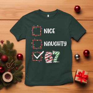 Funny Nice Naughty 67 T Shirt Christmas Six Seven Meme Brainrot TS11 Dark Forest Green Print Your Wear