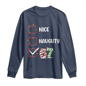 Funny Nice Naughty 67 Long Sleeve Shirt Christmas Six Seven Meme Brainrot TS11 Navy Print Your Wear
