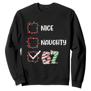 Funny Nice Naughty 67 Sweatshirt Christmas Six Seven Meme Brainrot TS11 Black Print Your Wear