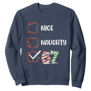 Funny Nice Naughty 67 Sweatshirt Christmas Six Seven Meme Brainrot TS11 Navy Print Your Wear