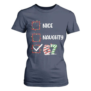 Funny Nice Naughty 67 T Shirt For Women Christmas Six Seven Meme Brainrot TS11 Navy Print Your Wear