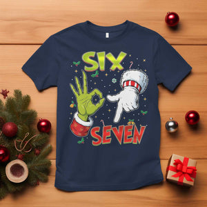 Funny Six Seven Christmas T Shirt 67 Meme Xmas Santa Elf Hand Gen Alpha TS11 Navy Print Your Wear