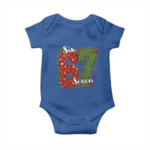 67 Christmas Baby Onesie Funny Six Seven Meme Gen Alpha Slang Snowflake TS11 Royal Blue Print Your Wear