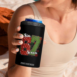 67 Christmas 4 in 1 Can Cooler Tumbler Funny Six Seven Meme Gen Alpha Slang Snowflake TS11 Print Your Wear