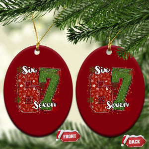 67 Xmas Ceramic Ornament Funny Six Seven Meme Gen Alpha Slang Snowflake TS11 Print Your Wear