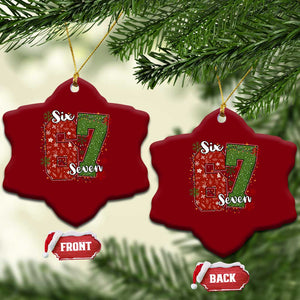 67 Xmas Ceramic Ornament Funny Six Seven Meme Gen Alpha Slang Snowflake TS11 Print Your Wear