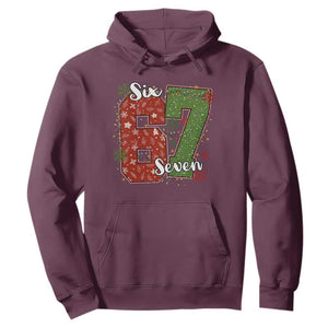 67 Christmas Hoodie Funny Six Seven Meme Gen Alpha Slang Snowflake TS11 Maroon Print Your Wear