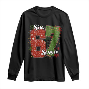 67 Christmas Long Sleeve Shirt Funny Six Seven Meme Gen Alpha Slang Snowflake TS11 Black Print Your Wear