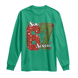 67 Christmas Long Sleeve Shirt Funny Six Seven Meme Gen Alpha Slang Snowflake TS11 Irish Green Print Your Wear