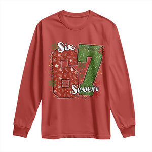 67 Christmas Long Sleeve Shirt Funny Six Seven Meme Gen Alpha Slang Snowflake TS11 Red Print Your Wear