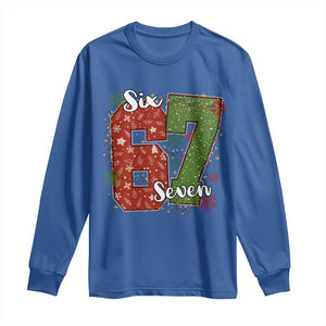 67 Christmas Long Sleeve Shirt Funny Six Seven Meme Gen Alpha Slang Snowflake TS11 Royal Blue Print Your Wear