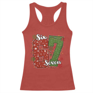 67 Christmas Racerback Tank Top Funny Six Seven Meme Gen Alpha Slang Snowflake TS11 Red Print Your Wear