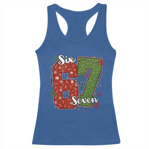 67 Christmas Racerback Tank Top Funny Six Seven Meme Gen Alpha Slang Snowflake TS11 Royal Blue Print Your Wear