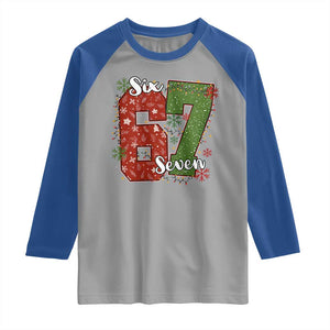 67 Christmas Raglan Shirt Funny Six Seven Meme Gen Alpha Slang Snowflake TS11 Sport Gray Royal Print Your Wear