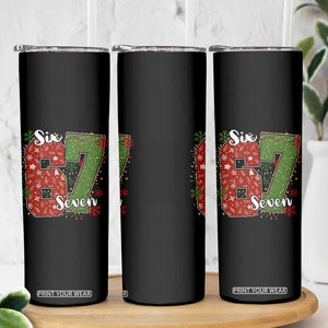 67 Christmas Skinny Tumbler Funny Six Seven Meme Gen Alpha Slang Snowflake TS11 Print Your Wear
