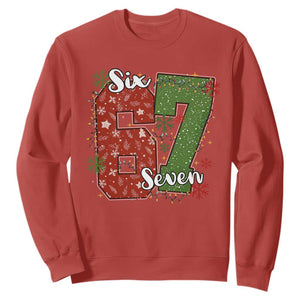 67 Christmas Sweatshirt Funny Six Seven Meme Gen Alpha Slang Snowflake TS11 Red Print Your Wear