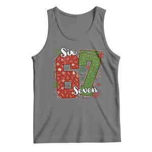 67 Christmas Tank Top Funny Six Seven Meme Gen Alpha Slang Snowflake TS11 Black Heather Print Your Wear