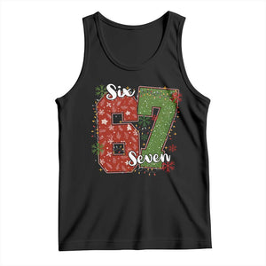 67 Christmas Tank Top Funny Six Seven Meme Gen Alpha Slang Snowflake TS11 Black Print Your Wear