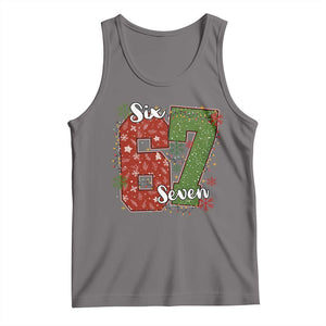 67 Christmas Tank Top Funny Six Seven Meme Gen Alpha Slang Snowflake TS11 Deep Heather Print Your Wear