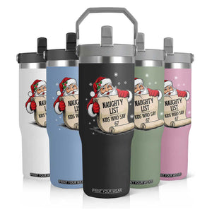 Funny 67 Christmas Flip Straw Tumbler Naughty List Kids Who Say Six Seven Santa TS11 Print Your Wear