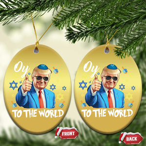 Funny Oy To The World Hanukkah Trump Christmas Ornament Chanukah Jewish Trump David Stars TS11 Oval Gold Print Your Wear