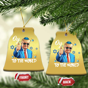 Funny Oy To The World Hanukkah Trump Christmas Ornament Chanukah Jewish Trump David Stars TS11 Bell Flake Gold Print Your Wear