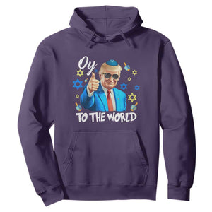 Funny Oy To The World Hanukkah Trump Hoodie Chanukah Jewish Trump David Stars TS11 Purple Print Your Wear