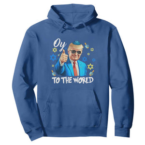 Funny Oy To The World Hanukkah Trump Hoodie Chanukah Jewish Trump David Stars TS11 Royal Blue Print Your Wear