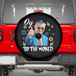 Funny Oy To The World Hanukkah Trump Spare Tire Cover Chanukah Jewish Trump David Stars TS11 Black Print Your Wear