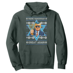 Funny Make Hanukkah Great Again Chanukah Trump Hoodie Jewish David Stars TS11 Dark Forest Green Print Your Wear