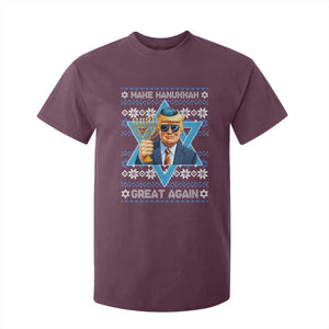 Funny Make Hanukkah Great Again Chanukah Trump T Shirt For Kid Jewish David Stars TS11 Maroon Print Your Wear