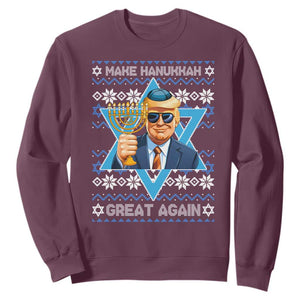 Funny Make Hanukkah Great Again Chanukah Trump Sweatshirt Jewish David Stars TS11 Maroon Print Your Wear