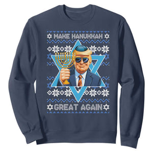 Funny Make Hanukkah Great Again Chanukah Trump Sweatshirt Jewish David Stars TS11 Navy Print Your Wear
