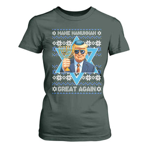Funny Make Hanukkah Great Again Chanukah Trump T Shirt For Women Jewish David Stars TS11 Dark Forest Green Print Your Wear