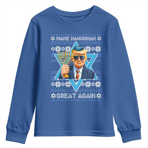 Funny Make Hanukkah Great Again Chanukah Trump Youth Sweatshirt Jewish David Stars TS11 Royal Blue Print Your Wear