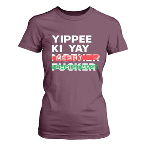 Funny Yippee Ki Yay Merry Christmas T Shirt For Women Nakatomi Plaza Brushed TS11 Maroon Print Your Wear