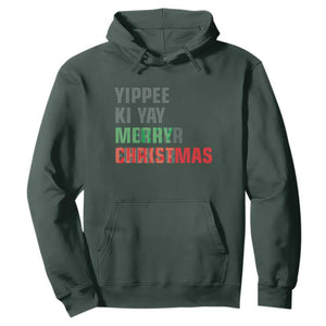 Funny Yippee Ki Yay Merry Christmas Hoodie Xmas Nakatomi Plaza Hiden Text TS11 Dark Forest Green Print Your Wear