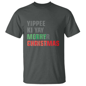 Funny Yippee Ki Yay Merry Christmas T Shirt Xmas Nakatomi Plaza Hiden Text TS11 Dark Heather Print Your Wear