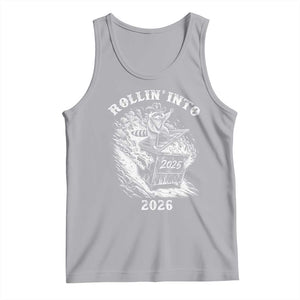 Funny Cowboy Raccoon Rollin Into 2026 Tank Top New Year Dumpster Fire 2026 Rodeo TS11 Athletic Heather Print Your Wear