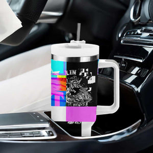 Funny Cowboy Raccoon Rollin Into 2026 Tumbler With Handle New Year Dumpster Fire 2026 Rodeo TS11 Print Your Wear