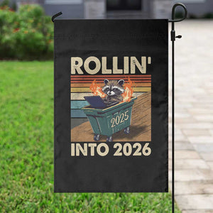 Funny Raccoon Rollin Into 2026 Garden Flag New Year Dumpster Fire TS11 Print Your Wear