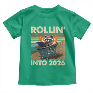 Funny Raccoon Rollin Into 2026 Toddler T Shirt New Year Dumpster Fire TS11 Irish Green Print Your Wear