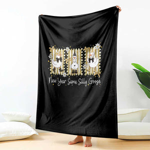 Funny New Year Same Silly Goose Throw Blanket New Year Eve Goose Squad Faux Glitter TS11 Print Your Wear