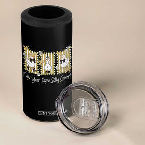 Funny New Year Same Silly Goose 4 in 1 Can Cooler Tumbler New Year Eve Goose Squad Faux Glitter TS11 Print Your Wear