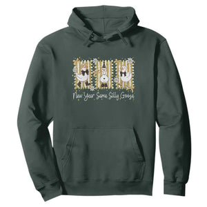 Funny New Year Same Silly Goose Hoodie New Year Eve Goose Squad Faux Glitter TS11 Dark Forest Green Print Your Wear