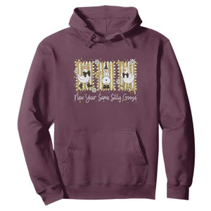 Funny New Year Same Silly Goose Hoodie New Year Eve Goose Squad Faux Glitter TS11 Maroon Print Your Wear